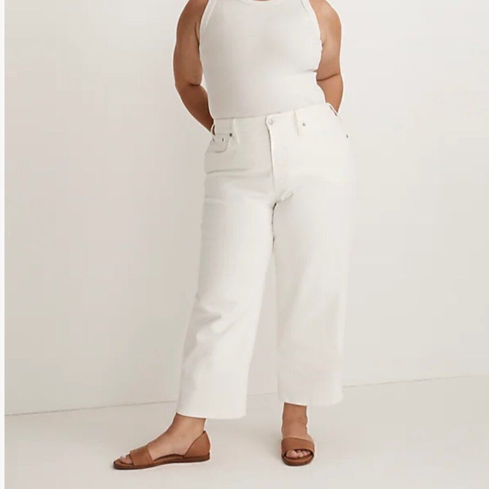 Madewell The Plus Perfect Vintage Wide-Leg Crop Jean in Tile White NWT size 24W